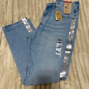 Levi's 501 Light Blue Jeans with Metallic Silver Accents